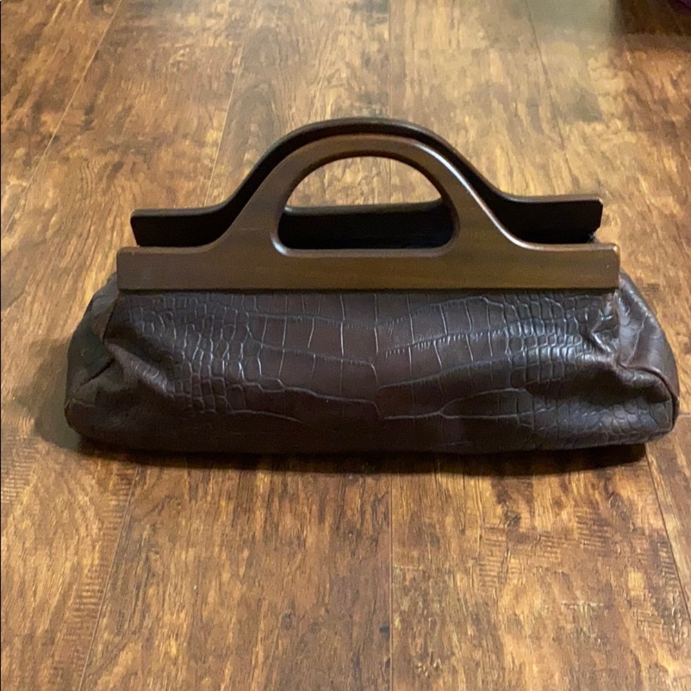 Charlie Lapson Wooden Handled Croc Vintage Bag